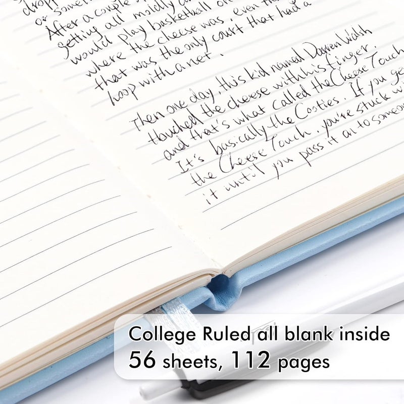 Feela 15 Pack Pocket Small Notebooks Bulk, Mini Cute Memo Notepads Hardcover College Ruled Lined Journals with Pen Holder for Women Girls Office School, with 15 Black Pens, 3.5”x 5.5”, A6, Light Blue - Image 3